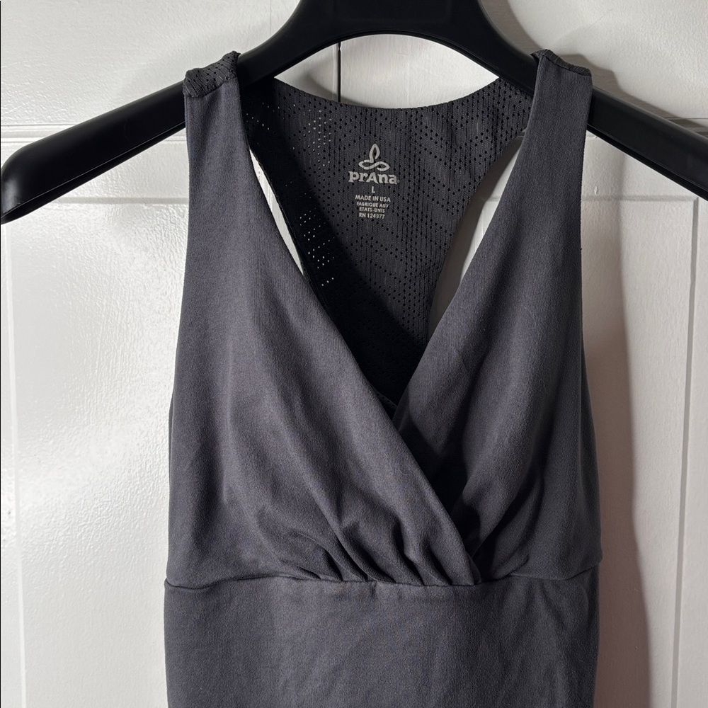 Prana Black Sleeveless Faux-Wrap Tank SZ L - Picture 3 of 6